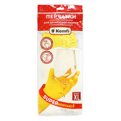 Перчатки хозяйственные латексные XL желтые Komfi DGL019P (Nadzor)