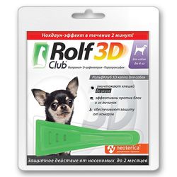 РольфКлуб 3D Капли от клещей и блох для собак до 4кг (10)