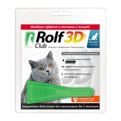 РольфКлуб 3D Капли от клещей и блох для кошек более 4 кг (10)